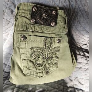 Green Miss Me Girls Fleur De Lis Jeans